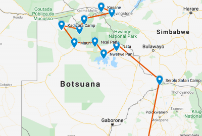 Botswana Superlativ Safari: Okavango und Kalahari map