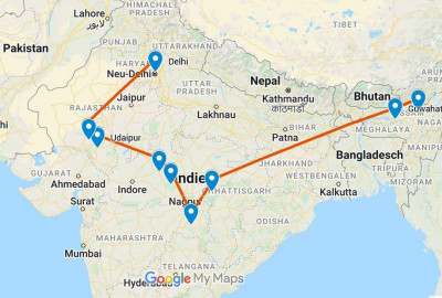 Indien Big Five Grand-Safari map