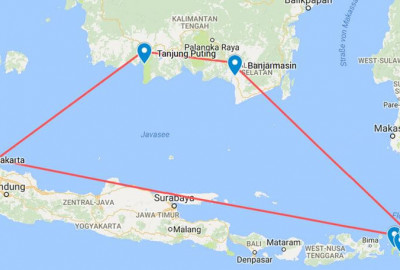 Indonesien: Orang-Utans und Riesendrachen map