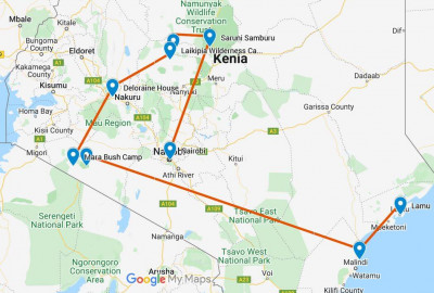 Kenia Grand Safari map