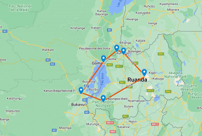 Ruanda und Kongo Virunga Primatensafari map