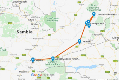 Sambia - die perfekte Fly in Safari map