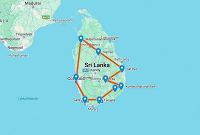 Sri Lanka Essential Safari map