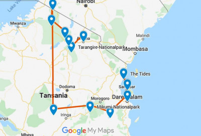 Tansania Grand Safari map