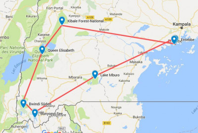 Uganda Gorilla-Tour für den kleinen Preis map