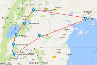 Uganda Vulkan-Tour map